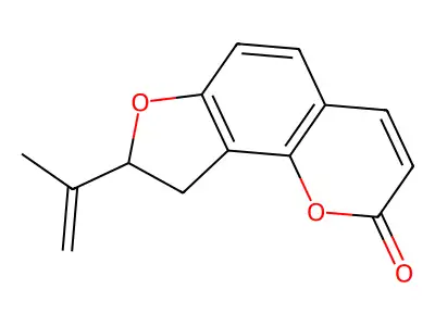8-Prop-1-en-2-yl-8,9-dihydrofuro(2,3-h)chromen-2-one structure