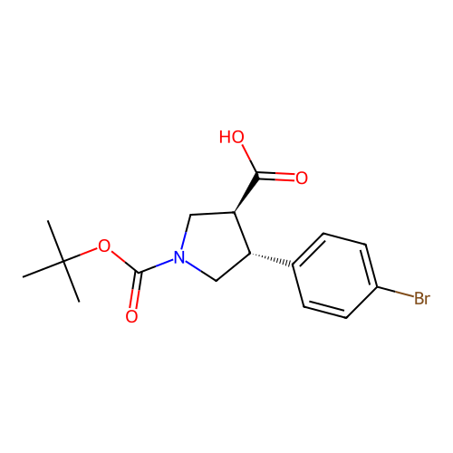 Trans-4-(4-bromophenyl)-1-Boc-pyrrolidine-3-carboxylic acid structure