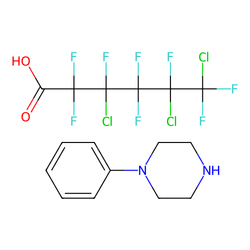 3,5,6-Trichloro-2,2,3,4,4,5,6,6-octafluorohexanoic acid-1-phenylpiperazine(1:1) structure