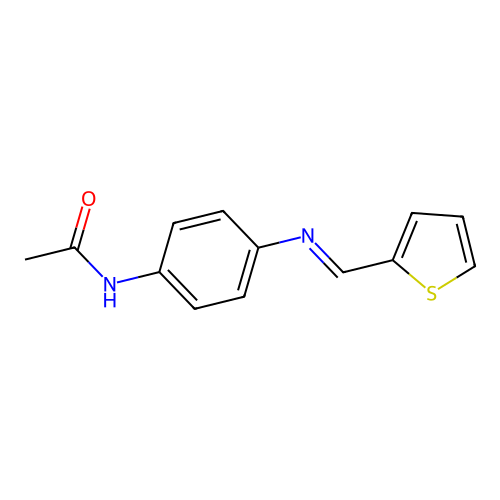 N-{4-[(2-thienylmethylene)amino]phenyl}acetamide structure