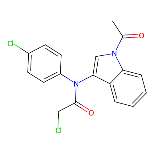 N-(1-acetyl-1H-indol-3-yl)-2-chloro-N-(4-chlorophenyl)acetamide structure