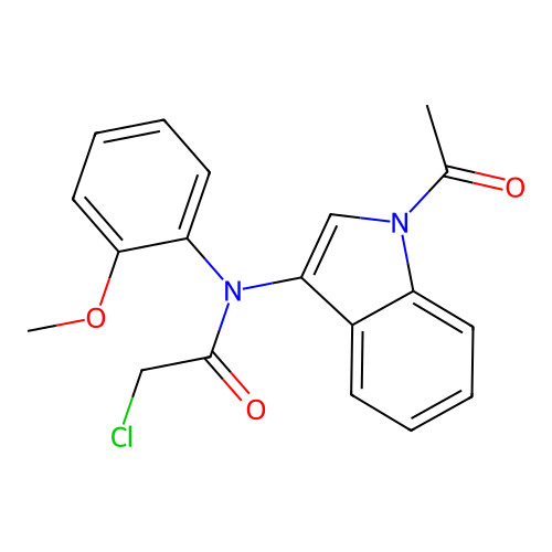 N-(1-acetyl-1H-indol-3-yl)-2-chloro-N-(2-methoxyphenyl)acetamide structure