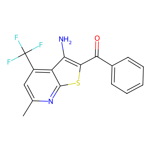 [3-Amino-6-methyl-4-(trifluoromethyl)thieno[2,3-b]pyridin-2-yl](phenyl)methanone structure