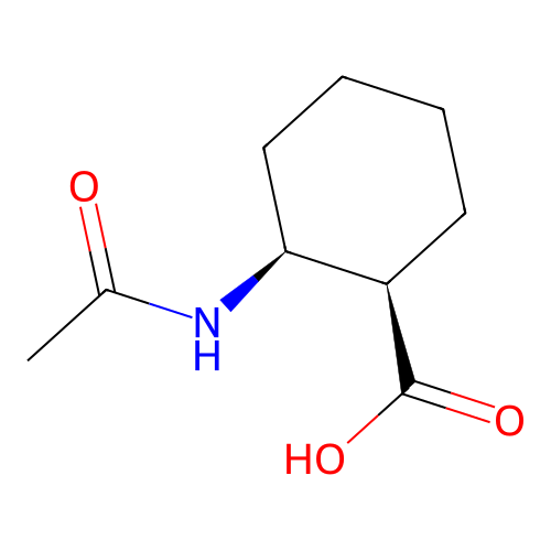 (1R,2S)-2-acetamidocyclohexane-1-carboxylic acid structure