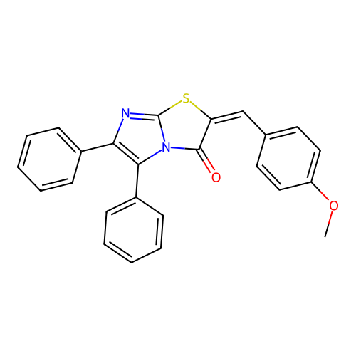 (2E)-2-(4-methoxybenzylidene)-5,6-diphenylimidazo[2,1-b][1,3]thiazol-3(2H)-one structure