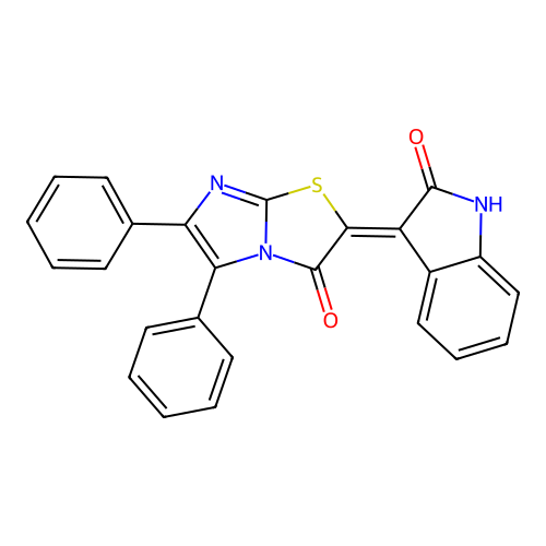 (Z)-2-(2-oxoindolin-3-ylidene)-5,6-diphenylimidazo[2,1-b]thiazol-3(2H)-one structure