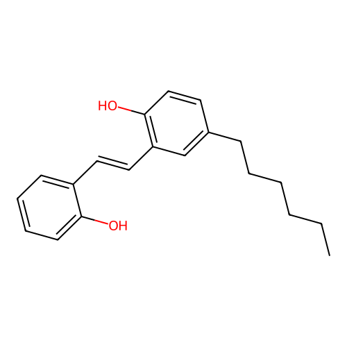 2,2'-Stilbenediol, 5-hexyl-(E)- structure