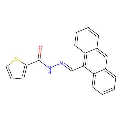N'-(9-anthrylmethylene)-2-thiophenecarbohydrazide structure