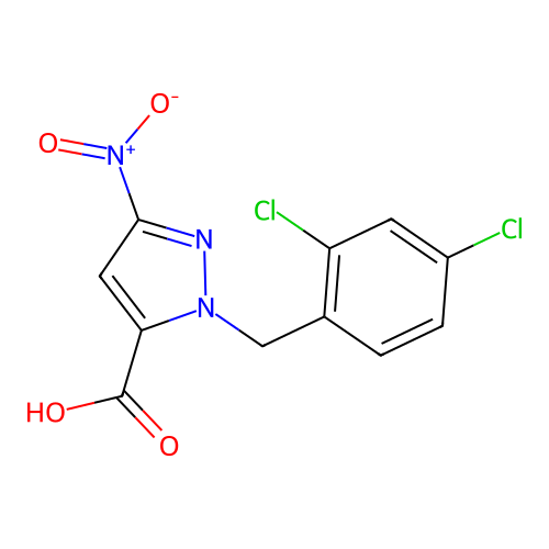 1-(2,4-dichlorobenzyl)-3-nitro-1H-pyrazole-5-carboxylic acid structure