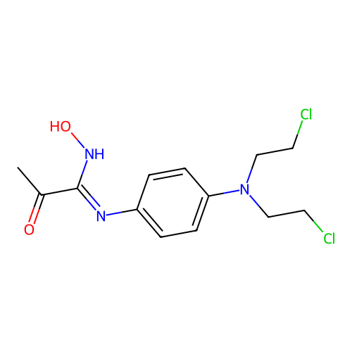 Pyruvamidoxime, N-(p-(bis(2-chloroethyl)amino)phenyl)- structure