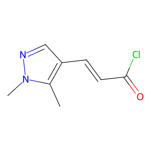 (2E)-3-(1,5-dimethyl-1H-pyrazol-4-yl)acryloyl chloride structure