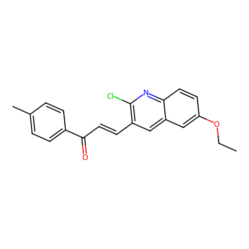 (E)-3-(2-chloro-6-ethoxyquinolin-3-yl)-1-(4-methylphenyl)prop-2-en-1-one structure