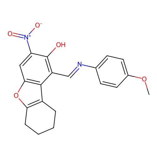 (1E)-1-[(4-methoxyanilino)methylidene]-3-nitro-6,7,8,9-tetrahydrodibenzofuran-2-one structure