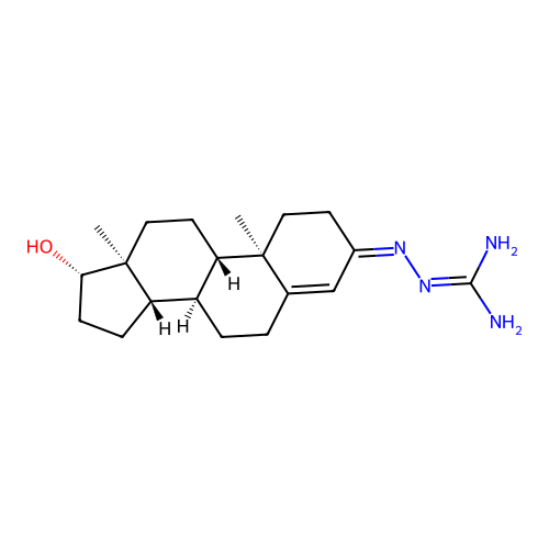 Androst-4-en-3-one, 17-hydroxy-, (aminoiminomethyl)hydrazone, (17beta)- structure
