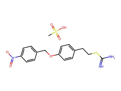 Carbamimidothioic acid 2-[4-[(4-nitrophenyl)methoxy]phenyl]ethyl ester structure