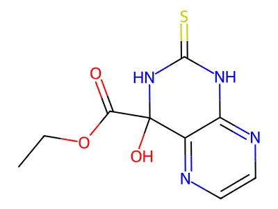 Ethyl 4-hydroxy-2-sulfanylidene-1,3-dihydropteridine-4-carboxylate structure