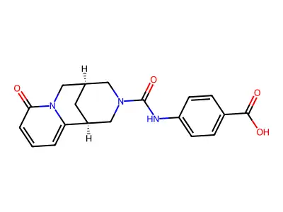 4-({[(1S,5R)-8-oxo-1,5,6,8-tetrahydro-2H-1,5-methanopyrido[1,2-a][1,5]diazocin-3(4H)-yl]carbonyl}amino)benzoic acid structure