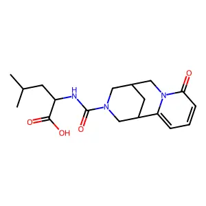 (S)-4-methyl-2-((1R,5R)-8-oxo-2,3,4,5,6,8-hexahydro-1H-1,5-methanopyrido[1,2-a][1,5]diazocine-3-carboxamido)pentanoic acid structure