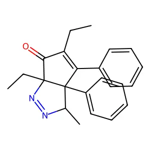 5,6a-diethyl-3-methyl-3a,4-diphenyl-3H-cyclopenta[c]pyrazol-6-one structure