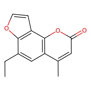 6-Ethyl-4-methyl-2H-furo(2,3-h)-1-benzopyran-2-one structure