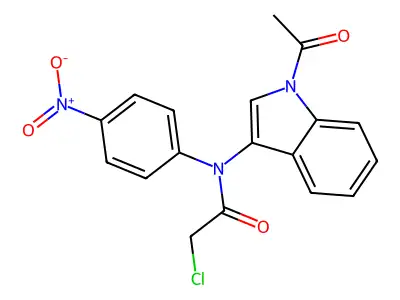 N-(1-acetylindol-3-yl)-2-chloro-N-(4-nitrophenyl)acetamide structure