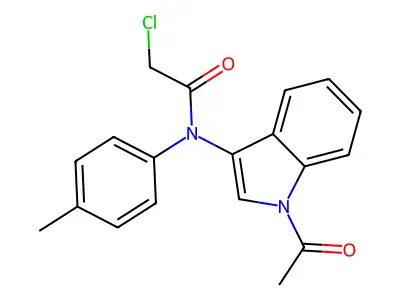 N-(1-acetylindol-3-yl)-2-chloro-N-(4-methylphenyl)acetamide structure