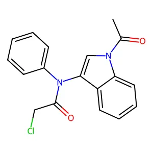 N-(1-acetyl-1H-indol-3-yl)-2-chloro-N-phenylacetamide structure