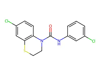 7-chloro-N-(3-chlorophenyl)-2,3-dihydro-4H-1,4-benzothiazine-4-carboxamide structure