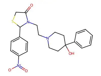 3-(2-(4-Hydroxy-4-phenyl-1-piperidinyl)ethyl)-2-(4-nitrophenyl)-4-thiazolidinone structure