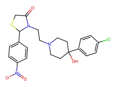 3-(2-(4-(4-Chlorophenyl)-4-hydroxy-1-piperidinyl)ethyl)-2-(4-nitrophenyl)-4-thiazolidinone structure