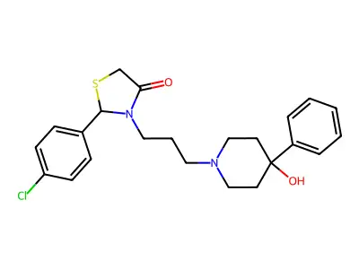 2-(4-Chlorophenyl)-3-(3-(4-hydroxy-4-phenyl-1-piperidinyl)propyl)-4-thiazolidinone structure