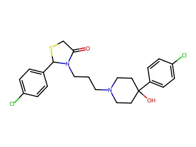 2-(4-Chlorophenyl)-3-(3-(4-(4-chlorophenyl)-4-hydroxy-1-piperidinyl)propyl)-4-thiazolidinone structure
