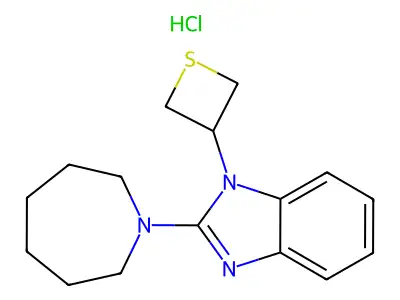 2-Perhydroazepino-1-(thietan-3-yl)benzimidazole hydrochloride structure
