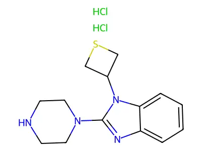 2-(Piperazin-1-yl)-1-(thietan-3-yl)-1H-benzimidazole--hydrogen chloride (1/2) structure