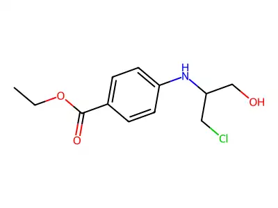 Benzoic acid, 4-((2-chloro-1-(hydroxymethyl)ethyl)amino)-, ethyl ester structure