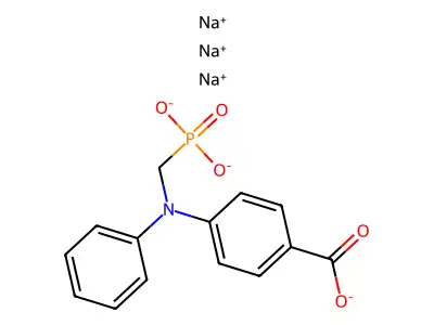 benzoic acid, 4-((phenylphosphonomethyl)amino)-, trisodium salt structure