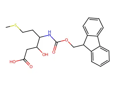 4-({[(9H-fluoren-9-yl)methoxy]carbonyl}amino)-3-hydroxy-6-(methylsulfanyl)hexanoic acid structure