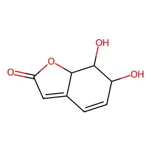 6,7-dihydroxy-7,7a-dihydro-6H-1-benzofuran-2-one structure