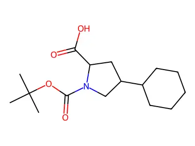 1-Tert-butoxycarbonyl-4-cyclohexyl-pyrrolidine-2-carboxylic acid structure