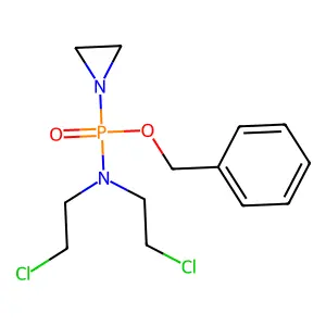 N-[aziridin-1-yl(phenylmethoxy)phosphoryl]-2-chloro-N-(2-chloroethyl)ethanamine structure