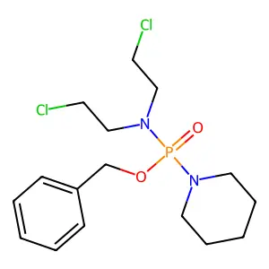 2-chloro-N-(2-chloroethyl)-N-[phenylmethoxy(piperidin-1-yl)phosphoryl]ethanamine structure
