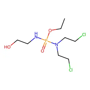 Phosphorodiamidic acid, N,N-bis(2-chloroethyl)-N'-(2-hydroxyethyl)-, ethyl ester structure