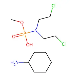 Methyl hydrogen bis(2-chloroethyl)phosphoramidate-cyclohexanamine(1:1) structure