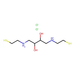2,3-Butanediol, 1,4-bis((2-mercaptoethyl)amino)-, dihydrochloride structure