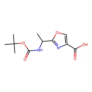 2-[1-(Tert-butoxycarbonylamino)ethyl]oxazole-4-carboxylic acid structure