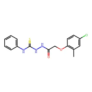 2-(4-chloro-2-methylphenoxy)-N-[(phenylcarbamothioyl)amino]acetamide structure