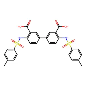 4,4'-Bis{[(4-methylphenyl)sulfonyl]amino}biphenyl-3,3'-dicarboxylic acid structure