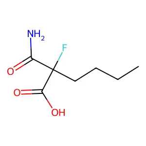 2-Carbamoyl-2-fluorohexanoic acid structure