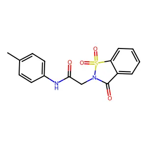 2-(1,1-dioxido-3-oxo-1,2-benzothiazol-2(3H)-yl)-N-(4-methylphenyl)acetamide structure