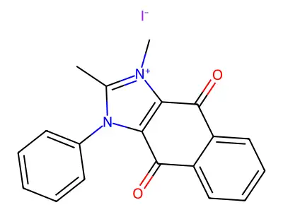 2,3-Dimethyl-1-phenylbenzo[f]benzimidazol-3-ium-4,9-dione iodide structure
